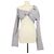 Crop Top de Seda a Rayas Blanco/Gris Fendi