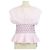 Tops sin mangas Chanel de algodón a rayas rosa/blanco con cintura fruncida