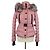 Casaco Moncler de nylon rosa acolchoado com capuz, cinto e acabamento em pele