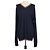 Hermès Hermes V-Ausschnitt Langarmpullover aus Kaschmir & Seide in Navy Blue Marineblau