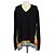 Versace Goddess Foulard V-Ausschnitt Pullover aus Wolle & Seide Schwarz/Multicolor Mehrfarben
