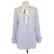 Camicia a maniche lunghe Valentino in cotone a righe blu/bianco con dettagli in pizzo e paillettes
