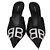 Mules BB Balenciaga in raso nero e cristalli