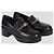 Mocassini platform Chanel in pelle lucida nera con catena CC Nero - vista 2