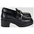 Mocassini platform Chanel in pelle lucida nera con catena CC Nero - vista 3