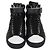 Chanel High Top Sneaker aus gestepptem Leder CC Schwarz/Weiß