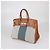 Hermès Borsa Birkin 35 Hermes Fauve/Natural Canvas e Pelle Barenia Permabrass Flag Rosso - vista 2