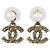 Orecchini Chanel CC placcati oro con perle sintetiche e cordoncino D'oro