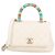 Mini mala Chanel Rainbow Coco Top Handle em pele acolchoada Off White Branco