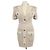 Balmain beiges Mini-Kleid aus Viskose-Strick mit kurzen Ärmeln