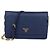 Prada Navy Blue Saffiano Leder Flap Wallet on Chain Blau