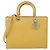 Christian Dior Borsa Tote Large Lady Dior in pelle di struzzo gialla Giallo