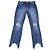 L'AGENCE Blue Denim High Line Distressed Skinny Jeans Azul