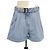 Balmain Mini Short de Denim Azul con Cinturón Logo