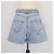 Balmain Mini Short de Denim Azul con Cinturón Logo - vista 3