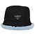Prada Bucket Hat aus Nylon in Schwarz/Blau und Schafsfell