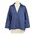 Top in chambray Valentino in denim blu con V Logo e maniche a tre quarti