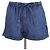 Calções mini de chambray azul Valentino com cordão e logótipo V