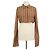 Crop top a maniche lunghe Fendi in seta marrone a righe con logo