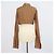 Crop top a maniche lunghe Fendi in seta marrone a righe con logo - vista 3