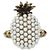 Anello Cocktail Ananas in Metallo Dorato Invecchiato e Perle Sintetiche Gucci XS