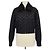 Fendi Black FF Denim Print & Detachable Shearling Collar Zip Jacket