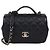 Chanel Medium Business Affinity Schultertasche mit Klappe und oberem Griff aus schwarzem gestepptem Kaviarleder