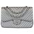 Chanel Jumbo Classic Double Flap Tasche aus Chevron-Leder in Metallic-Grau
