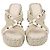 Sandali con zeppa Valentino Rockstud Torchon in rafia e pelle ivory Crudo