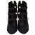 Stivaletti Chanel in pelle nera con punta cap toe e decorazioni in perle finte Nero