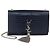Borsa a tracolla Medium Kate con nappe in pelle embossed coccodrillo blu navy Saint Laurent