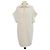 Hermès Hermes Kurzarm-Strickkleid aus Wolle in Creme mit durchgehendem H-Muster und Half-Zip Roh