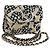 CHANEL Mini Matelasse Chain Shoulder Pouch Satin Beige Silver CC Auth 196975M Argento