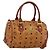 Borsa Boston MCM Logogram Vicetos PVC Pelle 2way Marrone Oro Auth 201891A D'oro
