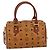 Borsa Boston MCM Logogram Vicetos PVC Pelle 2way Marrone Oro Auth 201891A D'oro - vista 3
