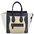 Céline Bolso de mano CELINE Luggage Micro shopper de cuero blanco con herrajes dorados Auth 198867A - vista 2