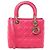Borsa 2Way Lady Dior Medium in pelle Cannage di Christian Dior in Rosa Grigio