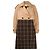Marni Checkered Two-Tone Trench Coat, Size 38 Brown