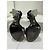 Louis Vuitton Sandali Crystal Flower High Heels Velluto Acrilico Nero Taglia 36 Gold hardware - vista 12