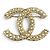 Chanel A24S ABD375 Coco Mark Brosche mit Kunstperlen Weiß Golden