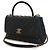 Borsa Chanel Coco Top Handle Medium in pelle caviar matelassé nera Nero - vista 2