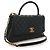 Borsa Chanel Coco Top Handle Medium in pelle caviar matelassé nera Nero - vista 3