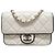 Chanel Mini borsa a patta in pelle d'agnello bianca e nera Bianco