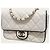 Chanel Mini borsa a patta in pelle d'agnello bianca e nera Bianco - vista 2