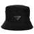 Prada Nylon Bucket Hat Schwarz mit silbernem Dreiecks-Logo