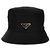 Prada Nylon Bucket Hat Schwarz mit goldenem Dreiecks-Logo