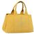 PRADA Canapa M Hand Bag Canvas Yellow Gold