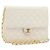 CHANEL Matelasse Chain Chain Shoulder Bag Lamb Skin White Gold CC