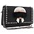 FENDI Karito Chain Shoulder Wallet Leather Black Silver 8M0346