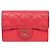 Chanel Tarjetero de piel de caviar roja Rosa